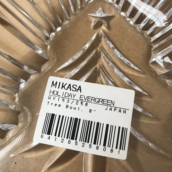 NWT Mikasa Holiday Glass Evergreen Tree 8" Bowl - Picture 4 of 8